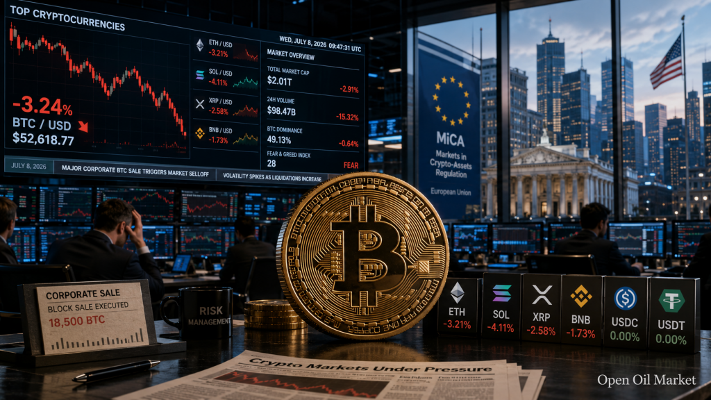 Kriptovaluta hírek, 2026. július 8.: Bitcoin nyomás alatt, stratégia és új MiCA szabályok