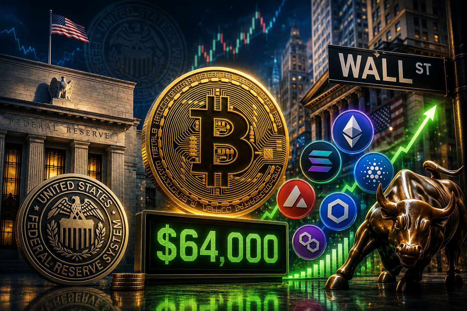 Kriptopénz hírek, csütörtök, 2026. július 30.: a piac várja a Fed ítéletét, a Bitcoin 64 000 dolláron tartja magát, a Wall Street belép az alternatív érmék világába