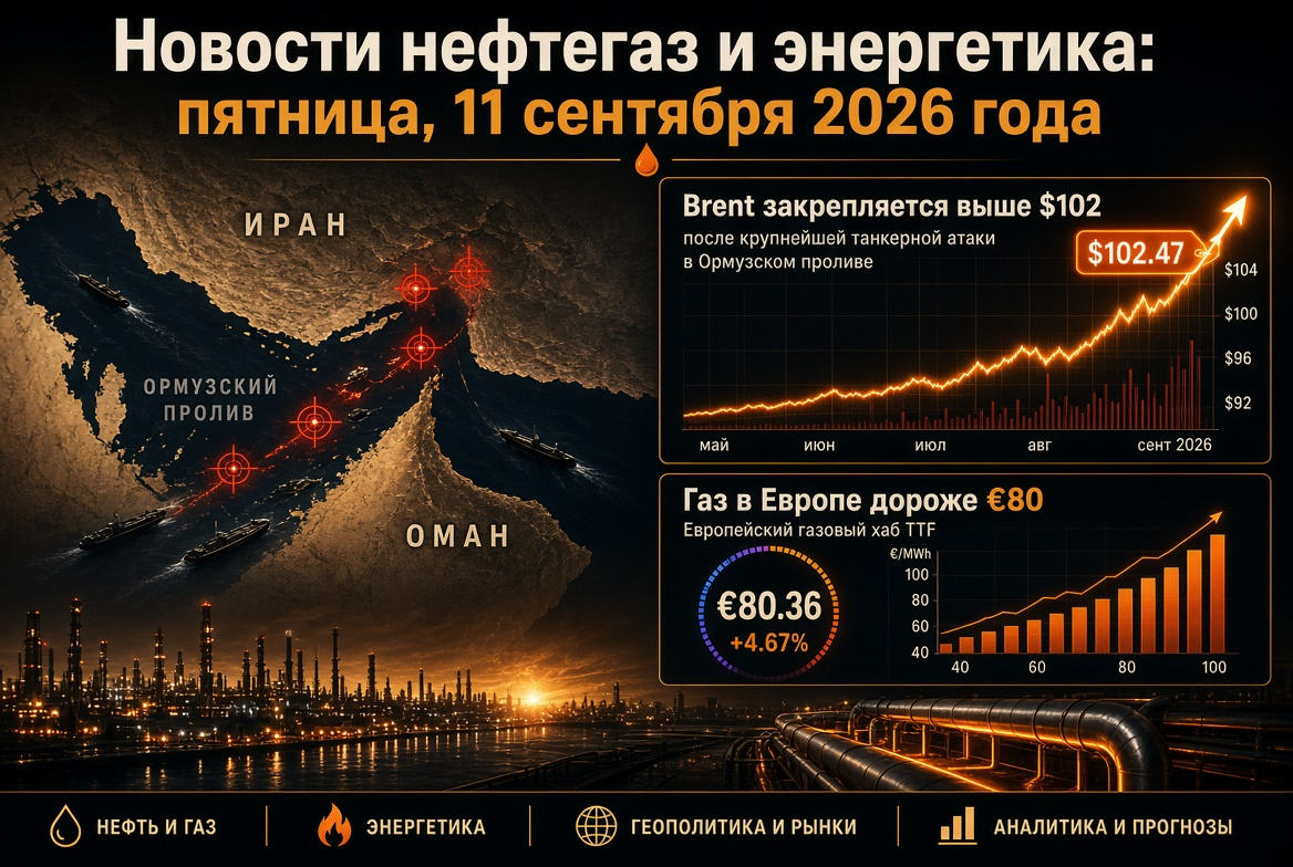 Hírek az olaj- és gáziparról: 2026. szeptember 11. péntek — A Brent $102 felett a Hormuzi-öböl legnagyobb tankhajó támadása után, a gáz Európában €80-nál drágább