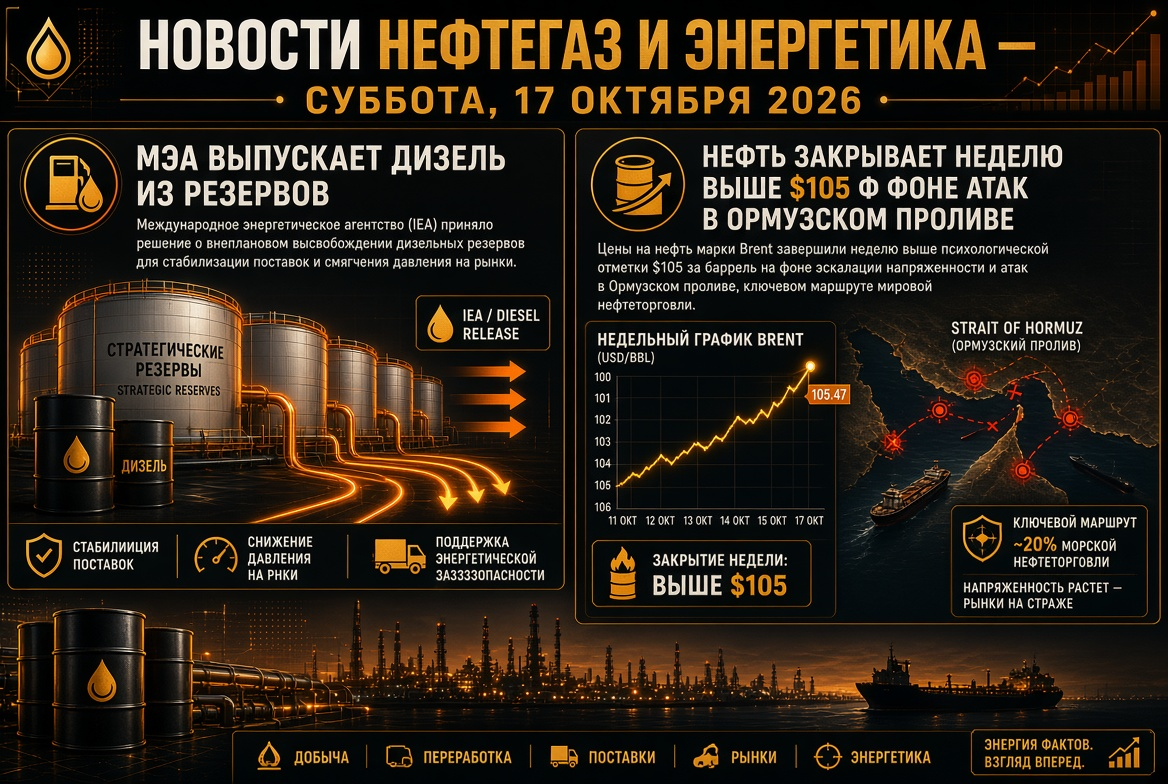 Hírek kőolajról és energiáról – szombat, 2026. október 17.: IEA dízelt bocsát ki tartalékokból, olaj a hét végére 105 dollár felett a Hormuzi-szorosbeli támadások tükrében