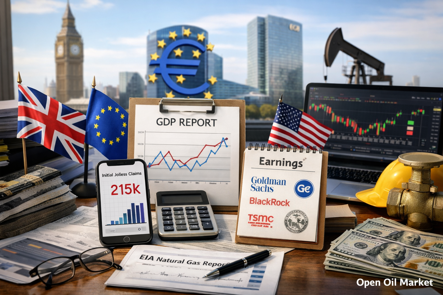 Gazdasági események és vállalati beszámolók — csütörtök, 2026. január 15.: Egyesült Királyság GDP, EKB tájékoztató, munkanélküli segélykérelmek