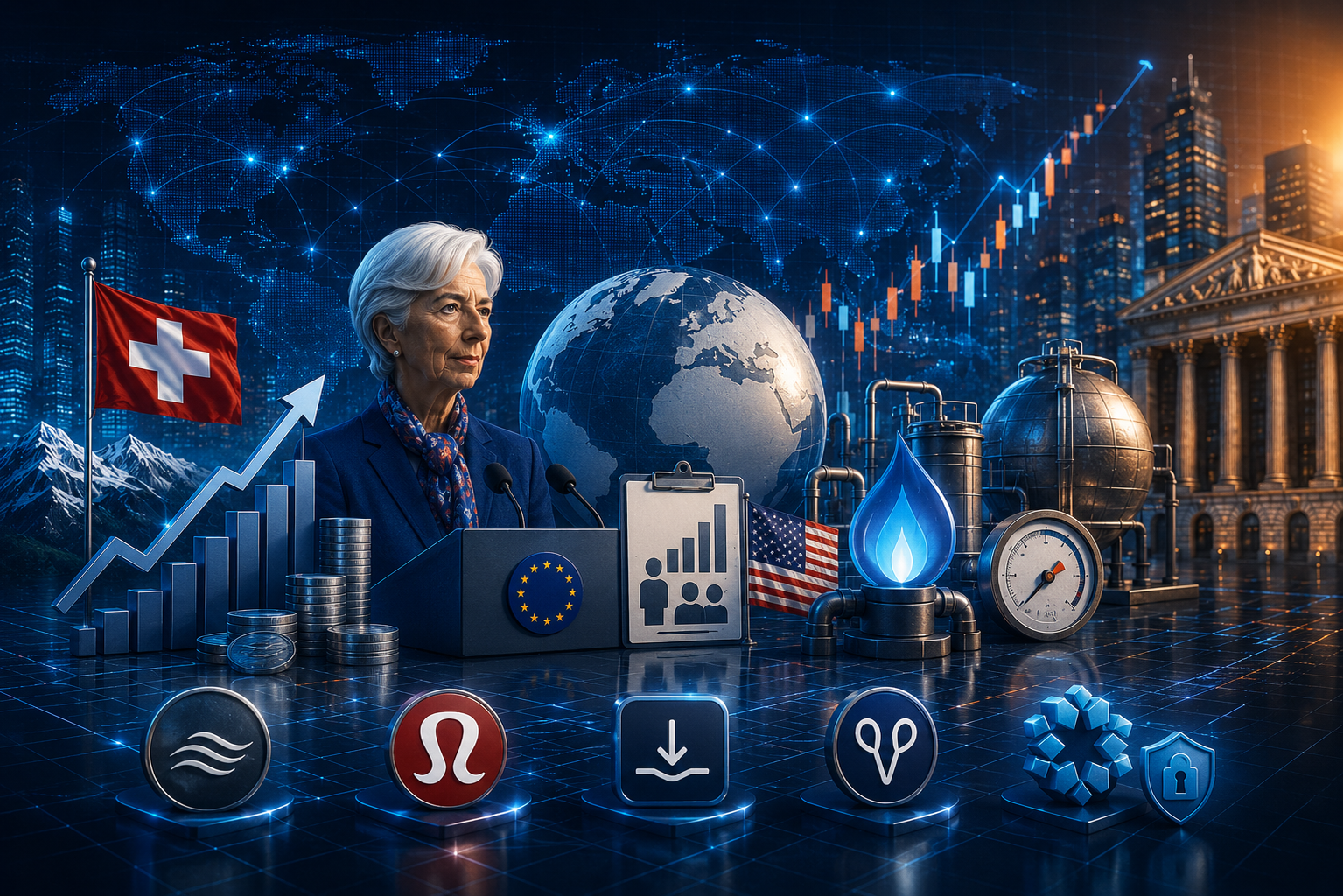 Gazdasági események és vállalati jelentések 2026. június 4-én: Svájci CPI, Lagarde beszéde, amerikai munkanélküli segélykérelmek, EIA gázkészletek, valamint a Ciena, Lululemon, DocuSign, Samsara és Rubrik jelentései.