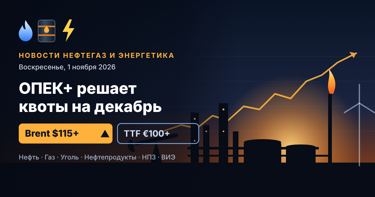 Olaj- és gázipari, energetikai hírek — 2026. november 1., vasárnap: az OPEC+ meghatározza a decemberi kvótákat, a Brent ára 115 dollár felett a szaúdi finomítók elleni támadások után.