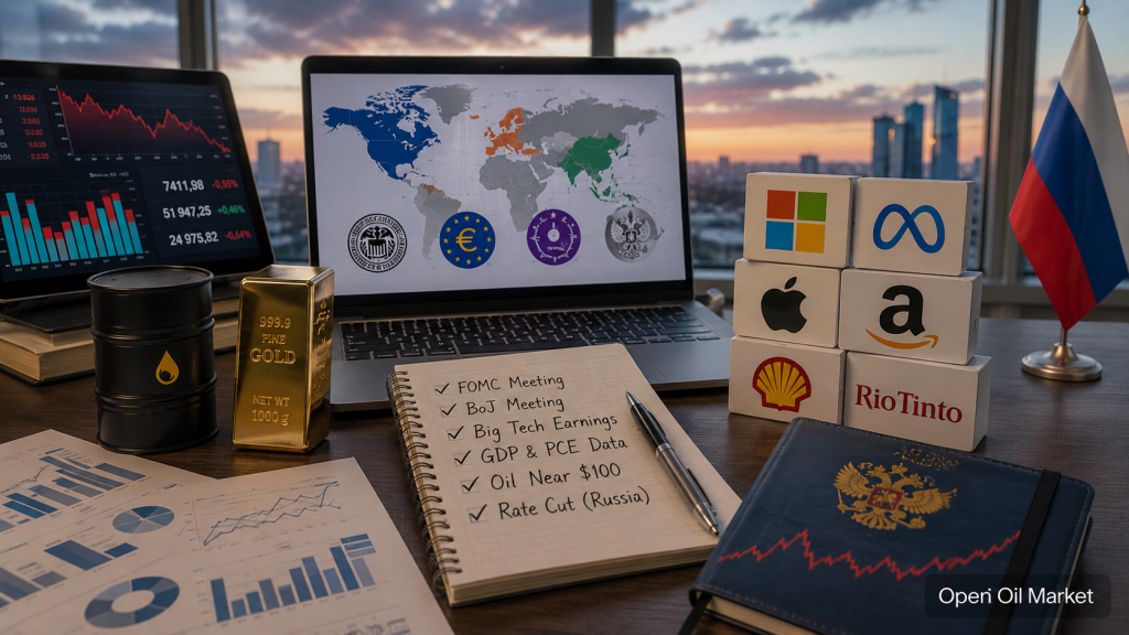 Gazdasági események és vállalati jelentések 2026. július 26-án: FED, Big Tech, olaj