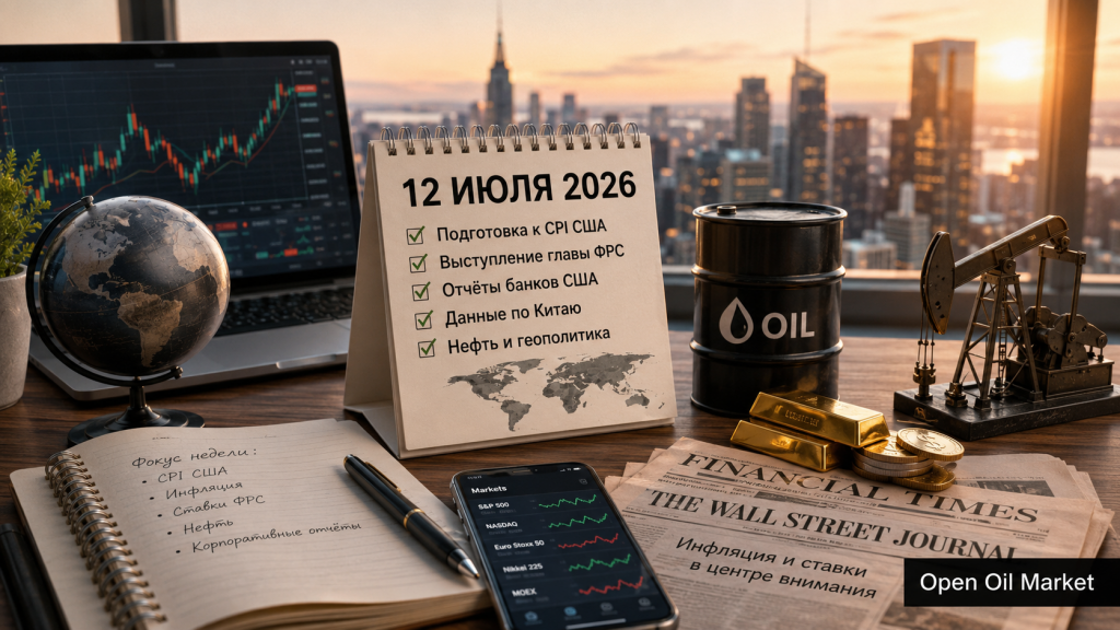 Világ pénzügyi naptár 2026. július 12-én USA CPI, banki jelentések, olaj és S&P 500, Euro Stoxx 50, Nikkei 225 és MOEX indexek